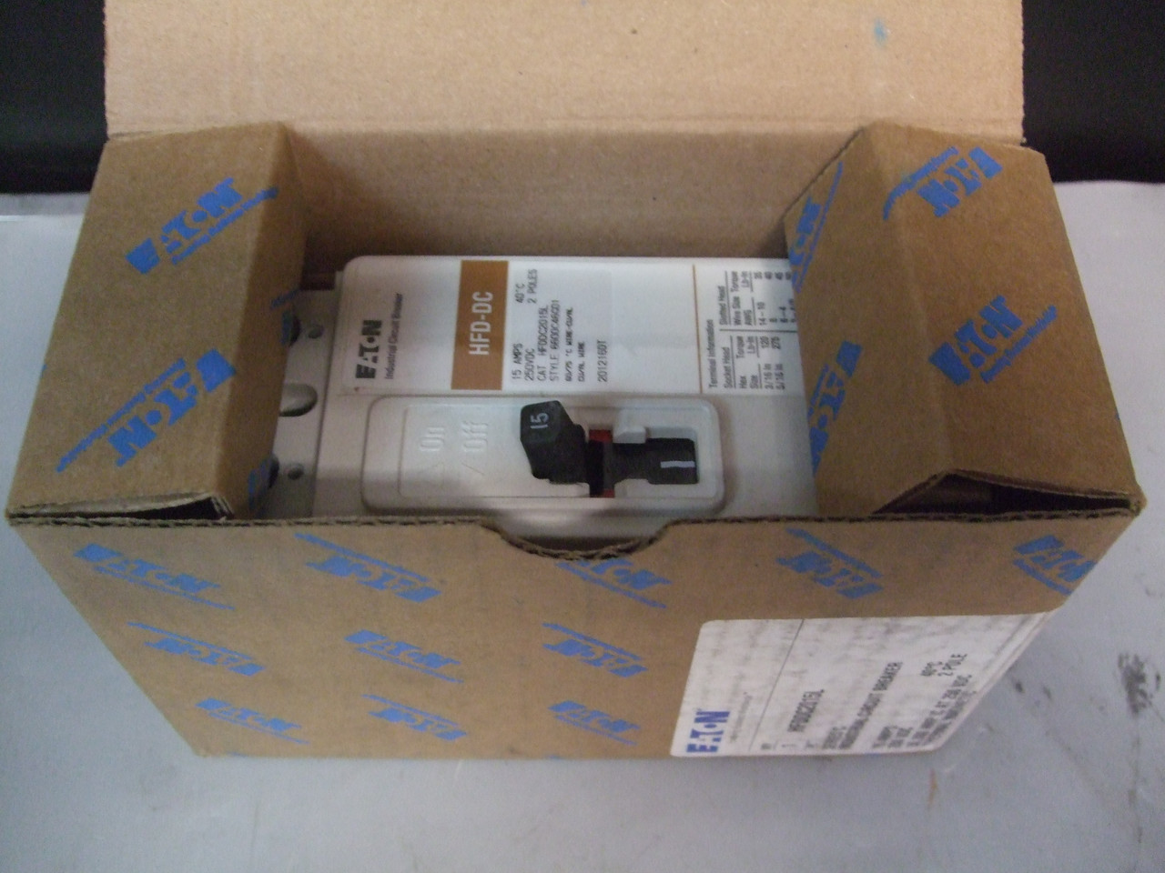 Eaton HFDDC2015L 2 Pole Industrial Circuit Breaker, 15 Amps - New In Box