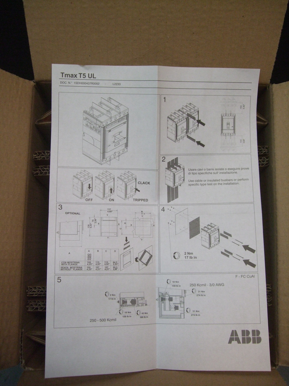 (New) ABB SACE TMAX T5 L-D 400 3 Pole Circuit Breaker