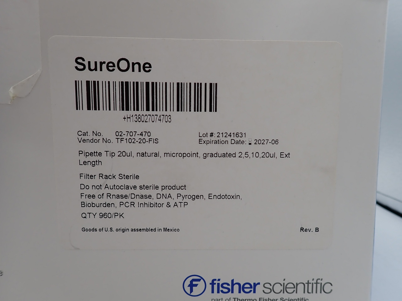 Fisherbrand 02-707-470 SureOne Pipet Tips 864 Count