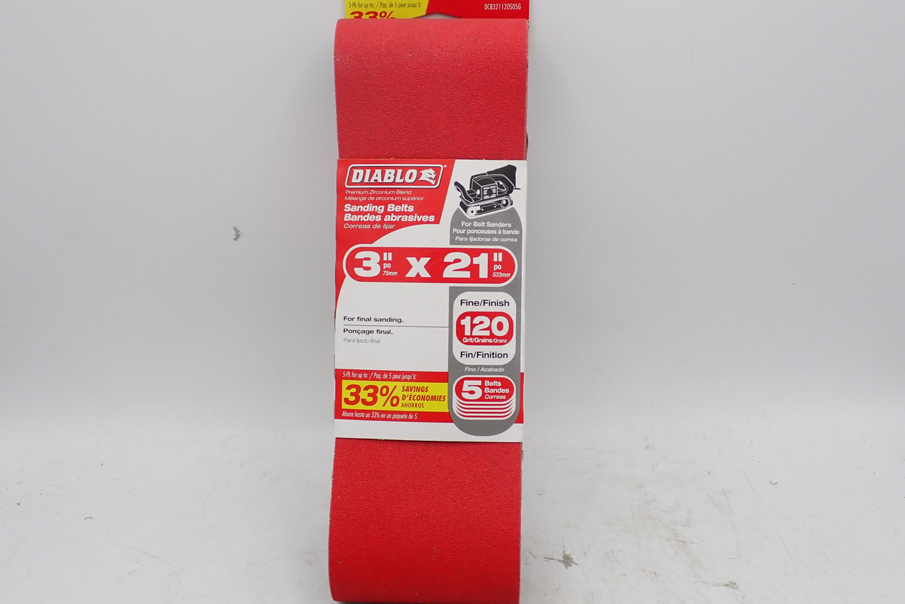 Diablo DCB321120S05G 3x21" 120G Sanding Belt (5 Pack of 5)