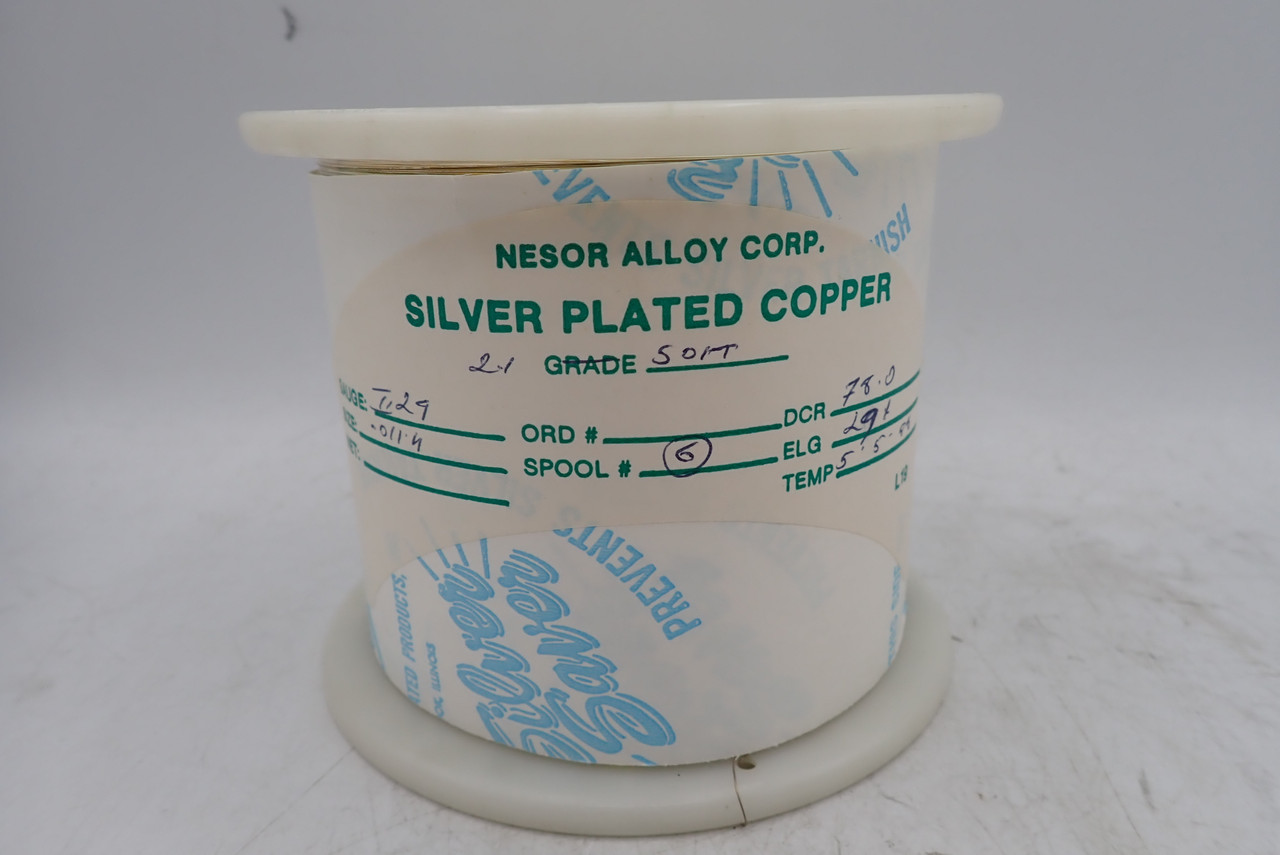 Nesor Alloy Corp. 29 Gauge .0114" Silver Plated Copper Wire 5lbs