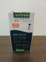 M.W. SDR-240-24 Switching P. Supply 100-240VAC 2.6A 50/60Hz,OP: 24V 10A USED