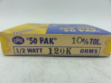 (50) IRC Mil Type GBT Carbon Composition Resistors, .5W 120K Ohm