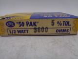 (50) IRC Mil Type GBT Carbon Composition Resistors, .5W 3600 Ohm