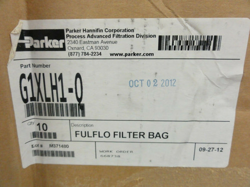 (10) Parker G1XLH1-0 Fulflo Filter Bags *NEW CASE OF 10 UNOPENED*