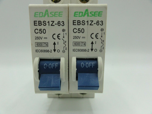 (2) Ebasee EBS1Z-63 50A 250V Miniature Circuit Breakers