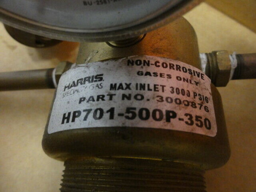 (2) Harris HP701-500P-350 Non Corrosive Gas Regulators, 3000 PSIG, P/N: 3000876