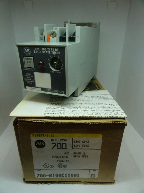 ALLEN BRADLEY 700-RT00C110A1 AC CONTROL RELAY, 2 POLE, BULLETIN 700 TYPE RT *NEW