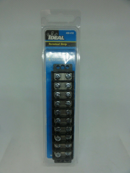Ideal #89-410 Terminal Strip, 10-Circuit, UL/CSA: 20A, 250V, #12-#22 AWG Cu