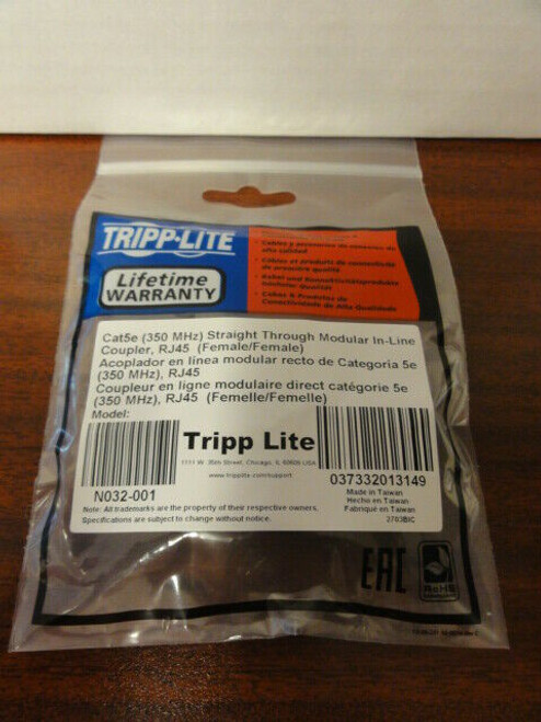 New Tripp Lite N032-001 Straight-through CAT-5E F/F Coupler