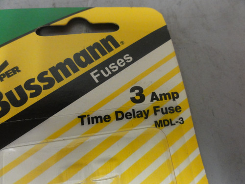Bussman Buss MDL-3 Time Delay Fuses (Lot of 3) Brand New