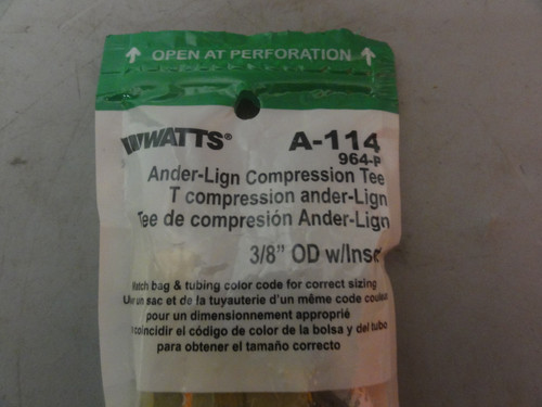 Watts A-114 964-P Ander-Lign Compression Tee New