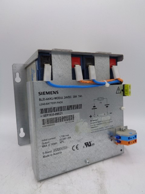 Siemens BLEI-AKKU-MODUL Lead Battery Pack, 24 VDC, 20A, 7Ah