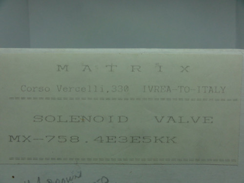 Matrix MX-758.4E3E5KK Solenoid Valve, 0-8 Bar
