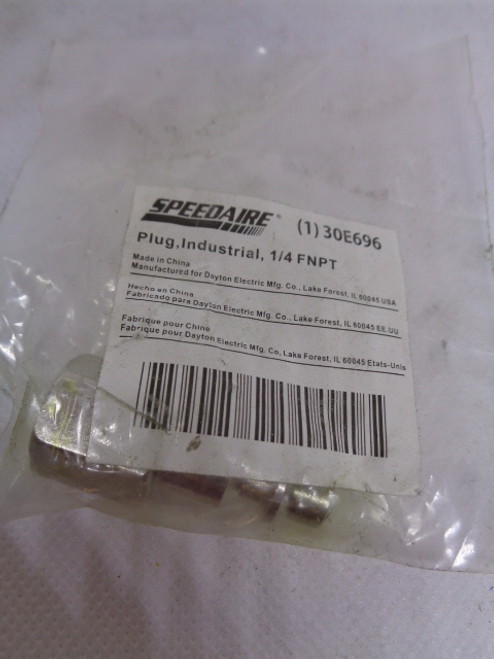 Speedaire 30E696 Plug, Industrial, 1/4 FNPT - NEW