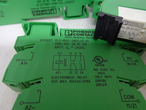 (3) Phoenix Contact PLC-BSC-24DC/21-21 Sockets with No. 2961192 Relays