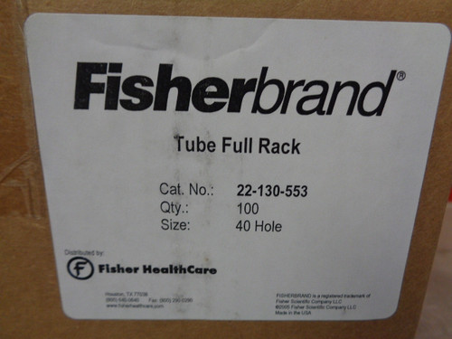 Case of 100 Fisher HealthCare Fisherbrand Cat. No. 22-130-553 Tube Full Racks