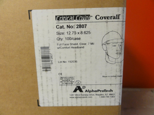 (4) Boxes of 25 Alpha Protech Critical Cover Coverall 2807 Full Face Shields (100 Total Masks)