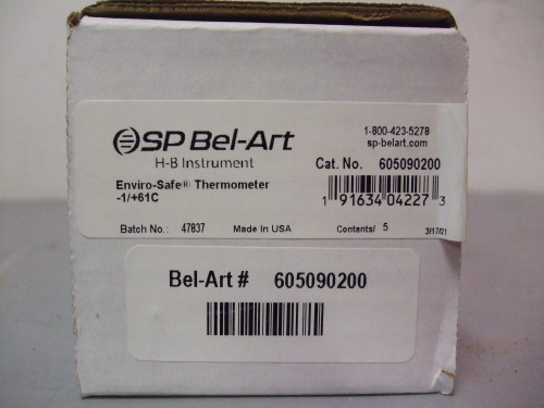 (3) SP Bel-Art Cat #605090200 Enviro-Safe Thermometer -1/+61C