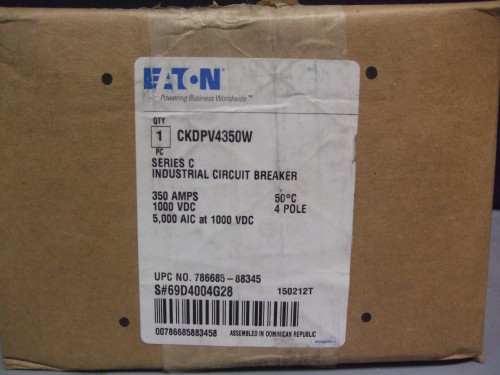 (New) Eaton CKDPV4350W Series C Industrial Circuit Breaker, 350 Amps, 4 Pole