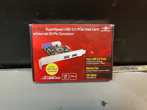 Vantec 4-port Superspeed USB 3.0 Pcie Host Card W/ Internal 20-pin Connector