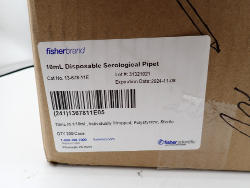 Fisherbrand 13-678-11E 10mL Disposable Serological Pipet QTY 200