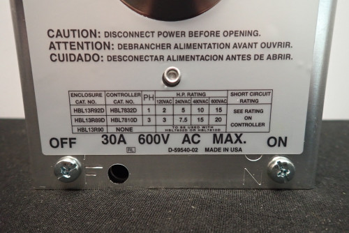 Hubbell HBL13R89D Circuit-Lock Manual Motor Controller