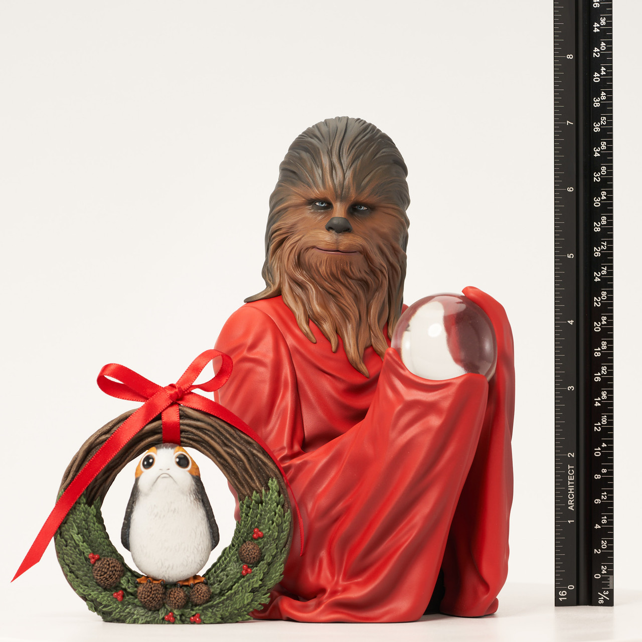 Star Wars™ - Chewbacca™ with Porg™ Wreath (Life Day) Mini Bust - 2023  Holiday Edition - Display