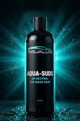 AQUA-SUDS pH-neutral car wash soap, 16 oz black bottle by Aqualux Detail Supply