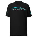 Aqualux Soft Tee in Black, front with Aqualux logo