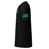 Aqualux Soft Tee in Black, left sleeve with Aqualux print