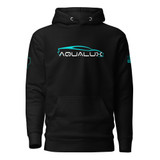 Aqualux Pullover Hoodie in Black, front with Aqualux logo