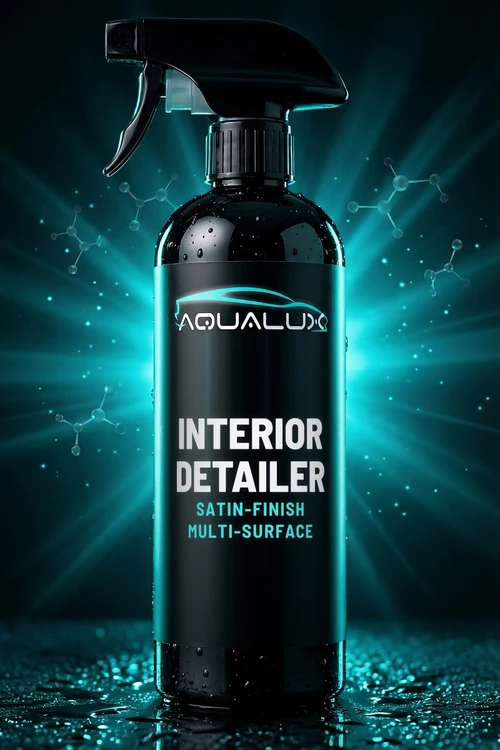 Interior Detailer satin-finish multi-surface spray, black bottle by Aqualux Detail Supply