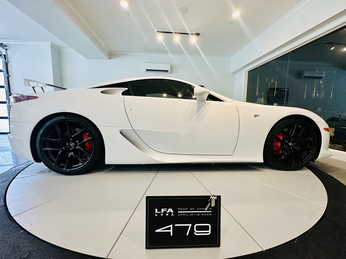 White Lexus LFA on the studio turntable
