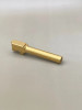 Angled side view of a Gold TiN‑coated Glock 17 Gen 1-4 barrel displayed on a neutral light background, highlighting the length and overall finish.

Angled photo of a Gold TiN 9mm pistol barrel on a light background.