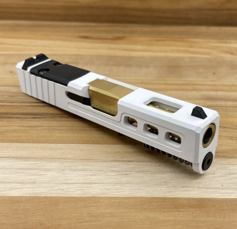Glock 43 43x WHITE Complete Slide Lighting Port RMSc PORTED GOLD