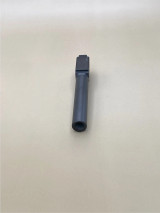 A front‑facing image of a 9mm DLC‑finished stainless steel barrel positioned upright on a light surface, showing the muzzle opening and clean machining details.

Front‑facing view of a DLC‑finished Glock 17 Gen 1-4 standard barrel shown upright against a light surface.