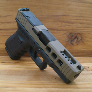 FDE GLOCK 19 SLIDE STYLE #11 COMPLETE WITH BLACK PORTED BARREL FDE GLOCK 19 SLIDE STYLE #11 COMPLETE WITH BLACK PORTED BARREL