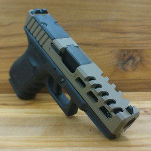 FDE GLOCK 19 SLIDE STYLE #08 COMPLETE WITH BLACK BARREL FDE GLOCK 19 SLIDE STYLE #08 COMPLETE WITH BLACK BARREL