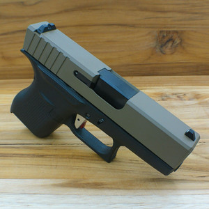 FDE GLOCK 43 SLIDE STYLE #3 COMPLETE WITH BLACK BARREL FDE GLOCK 43 SLIDE STYLE #3 COMPLETE WITH BLACK BARREL