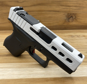 Glock 43 43x WHITE Complete Slide Lighting Port RMSc Cut PORTED BLACK Barrel Glock 43 43x WHITE Complete Slide Lighting Port RMSc Cut PORTED BLACK Barrel