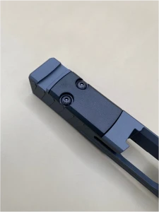 Installed RMSc cover plate mounted on a Glock slide, showing precise fitment and low-profile design. Ideal for protecting the optic cut on Glock 43, 43X, and 48 pistols when an RMSc optic is removed.

RMSc cover plate installed on Glock slide low profile optic cut cover.