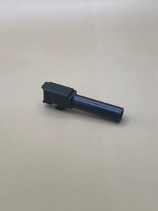 Angled side view of a Glock 26 Gen 1-4 –compatible 9mm stainless steel barrel featuring a black DLC (Diamond‑Like Carbon) finish, designed as a drop‑in replacement for Glock 26 Gen 1–4 pistols with OEM‑style fit and reliability.

Glock 26 Gen 1-4 9mm DLC stainless steel barrel side view – drop‑in.