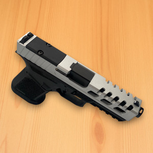 Custom Glock 19 Gen 5/19X, Complete Slide, SILVER, Style 8 Raptor Cut - USA Made