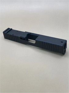 Image of the Kineti‑Tech Glock 19 Gen 3 Serrated Stripped Slide in Armor Black Cerakote, featuring deep‑cut front and rear serrations, and an RMR optic cut for custom pistol builds.

Kineti‑Tech Glock 19 Gen 3 Serrated Stripped Slide with Armor Black CERAKOTE® finish with optic cut and serrations.