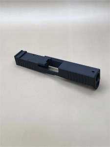 Image of the Kineti‑Tech Glock 19 Gen 5/19X Serrated Beveled Stripped Slide in Armor Black Cerakote, featuring deep‑cut front and rear serrations, beveled edges, and an RMR optic cut for custom pistol builds.

Kineti‑Tech Glock 19 Gen 5/19X Serrated Beveled Stripped Slide with Armor Black Cerakote, showing front serrations and beveled cuts.