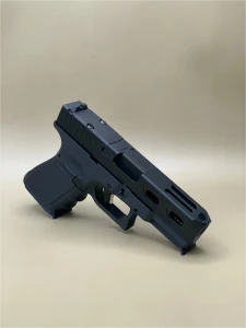 The Kineti‑Tech Aero Complete Slide for Glock® 45 Gen 5 features dual lightening ports, deep-cut serrations, RMR® optic cut, Cerakote® finish, and a 416R stainless barrel.

Kineti‑Tech Aero Complete Slide for Glock 45 Gen 5 with RMR cut, deep rear serrations, and high‑speed lightening window ports.