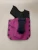 Black Glock 43/43X pistol inserted into a bubblegum pink Kydex holster with belt clip, demonstrating fit and retention.

Glock 43/43X in Bubblegum pink Kydex holster with forward cant, fits most Glock slides for IWB or OWB carry.