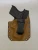 Black Glock 43/43X pistol seated in a carbon fiber texture holster, Coyote, showing fit, retention, and clip positioning.

Glock 43/43X Coyote in carbon fiber texture Kydex holster with belt clip.