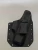 Black Kydex holster with belt clip attached and riveted edges, shown from the front on a neutral background.

Black Kydex holster for Glock 43/43X with adjustable cant, IWB/OWB compatible, made in USA.